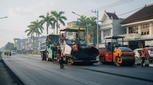 Pengaspalan jalan menggunakan aspal hotmix pilihan dari pabrik aspal subang
