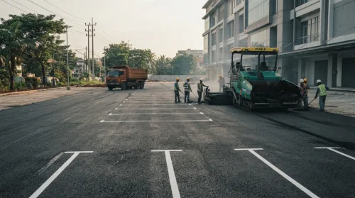 Jasa pengaspalan Jakarta Timur untuk area parkir gedung komersial